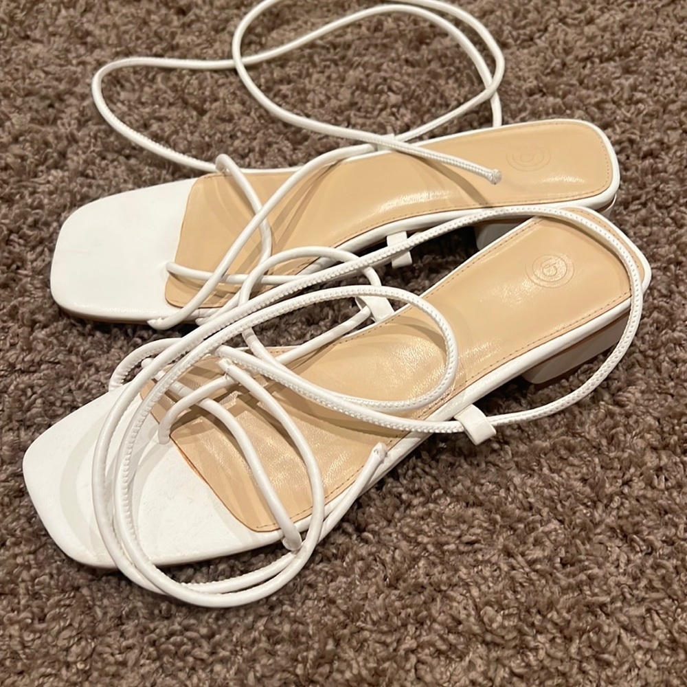 White strappy heels